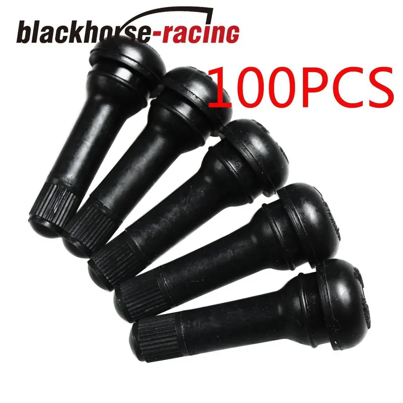 100 Pcs Tr 414 Snap-In Tire Valve Stems Medium Black Rubber New 1