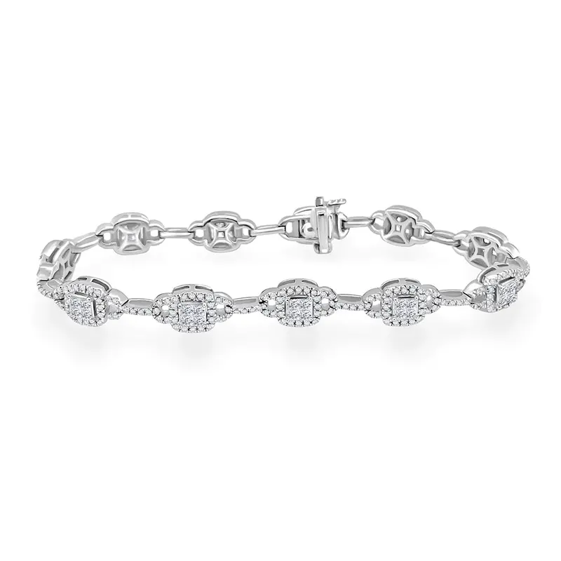 2 Carat Imperial Cluster Diamond Tennis Bracelet 1