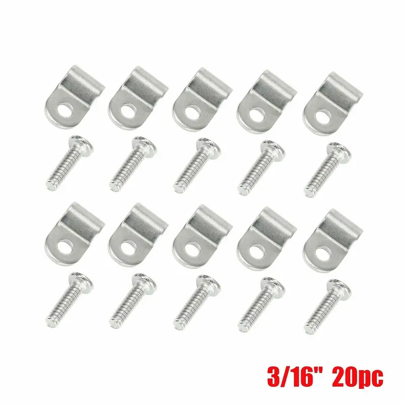 20Pc 3/16" Brake Line Clamp & Screw Street Rod Custom Dune Buggy Stainless Steel 1