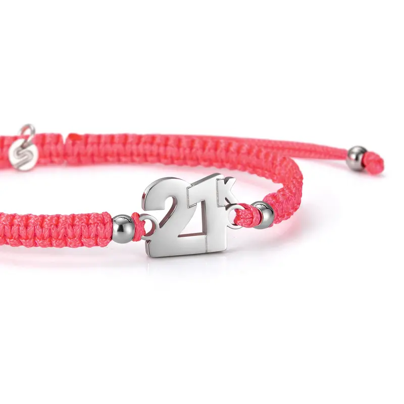 21K Neon Pink Braided Bracelet 1