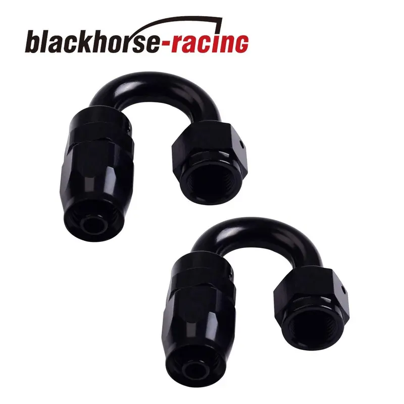 2Pc Black An 10  180 Degree Aluminum Swivel Oil Fuel Line Hose End Fitting 10-An 1
