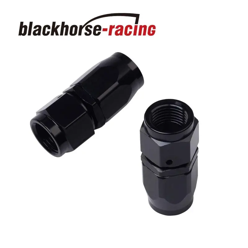 2Pc Black An 10 Straight Aluminum Swivel Oil Fuel Line Hose End Fitting 10-An 1