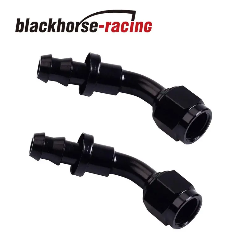 2Pc Black An 6 45 Degree Aluminum Push On Oil Fuel Line Hose End Fitting 6-An 1