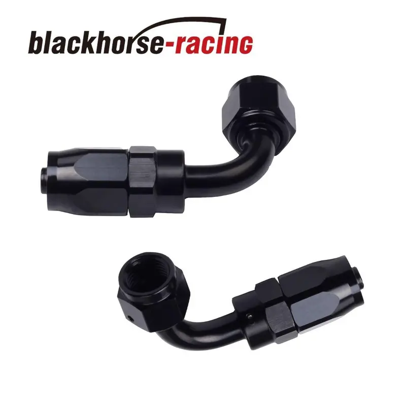 2Pc Black An 6  90 Degree Aluminum Swivel Oil Fuel Line Hose End Fitting 6-An 1