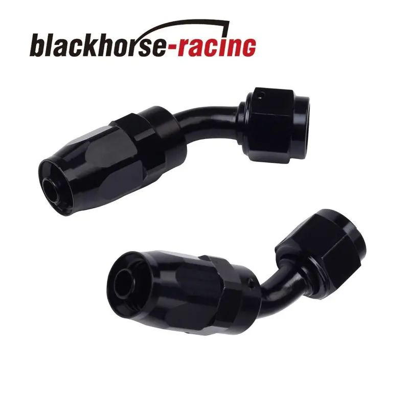 2Pc Black An 8  45 Degree Aluminum Swivel Oil Fuel Line Hose End Fitting 6-An 1