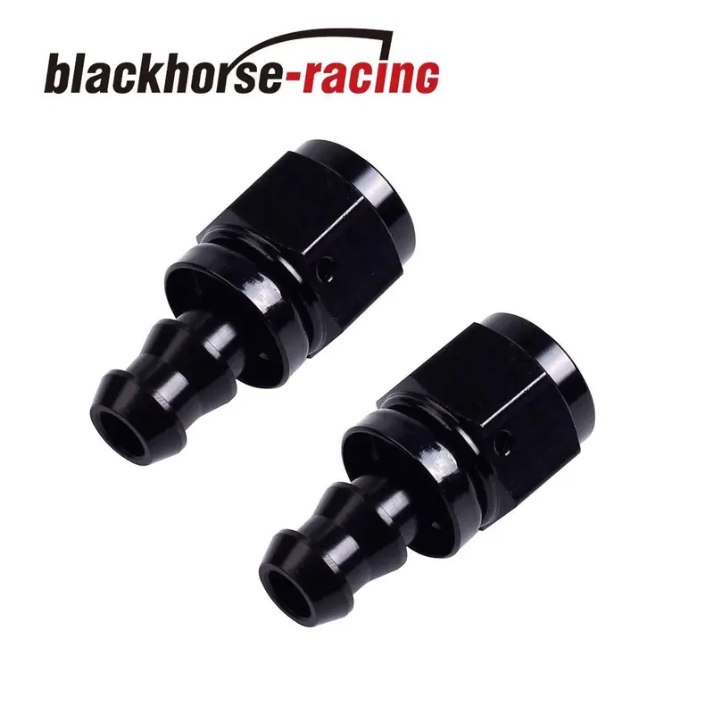 2Pc Black An 8 Straight Aluminum Push On Oil Fuel Line Hose End Fitting 8-An 1