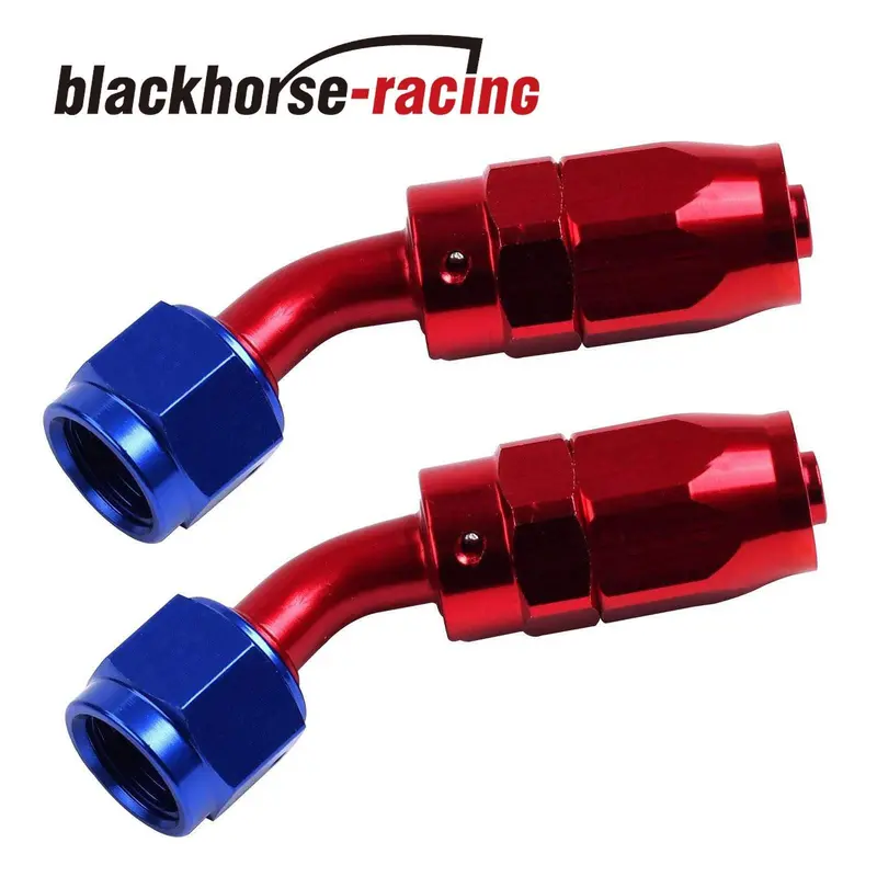 2Pc Red & Blue An 6  45 Degree Aluminum Swivel Oil Fuel Line Hose End Fitting 1
