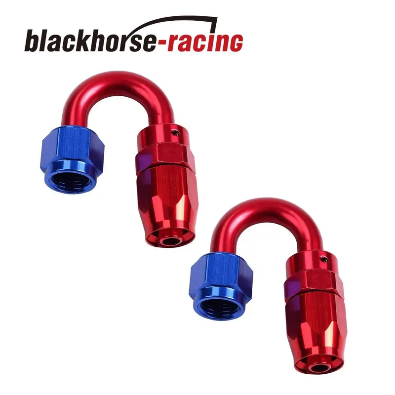 2Pc Red & Blue An 8 180 Degree Aluminum Swivel Oil Fuel Line Hose End Fitting 1