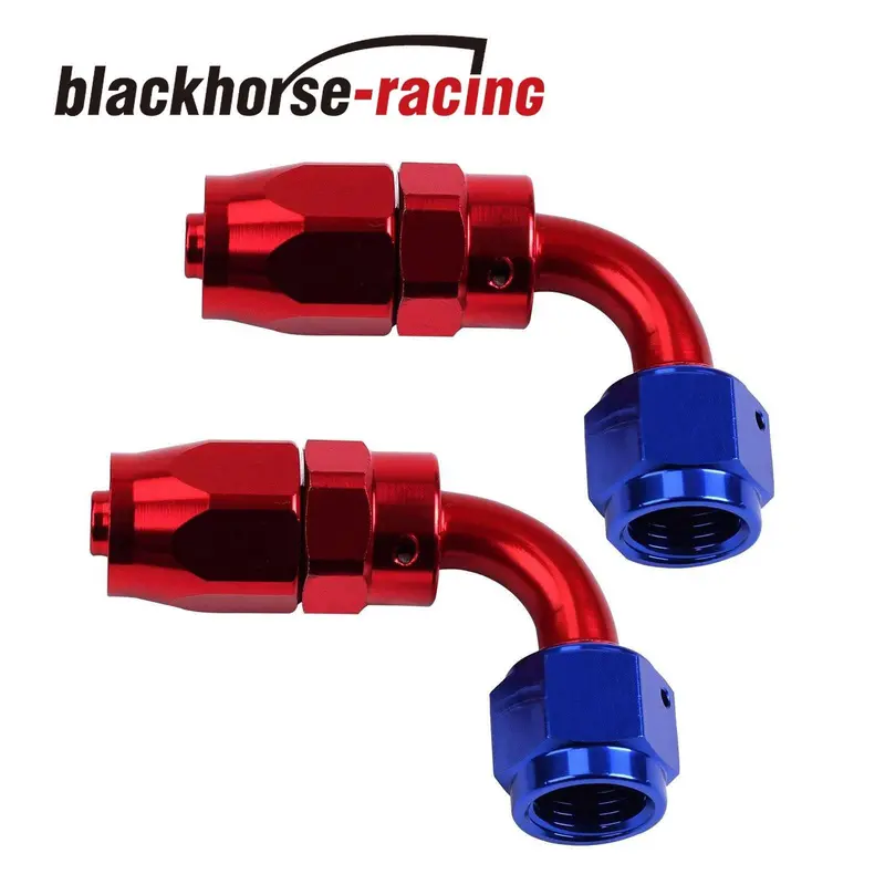 2Pc Red & Blue An 8  90 Degree Aluminum Swivel Oil Fuel Line Hose End Fitting 1