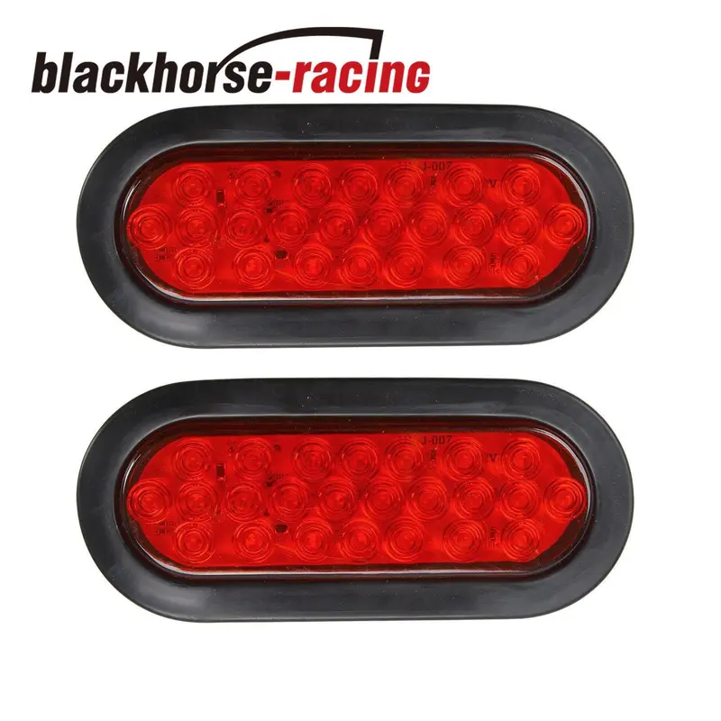 2X 6'' 24Led Oval Red Truck Trailer Stop/Turn/Tail Brake Sealed Lights W/Grommet 1