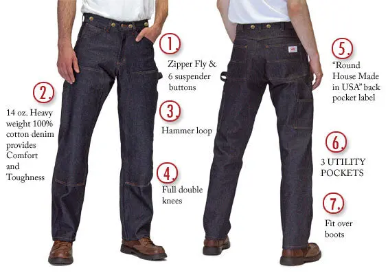 #4404 American Made Jean Double Front Logger Dungaree 14 Oz. 1