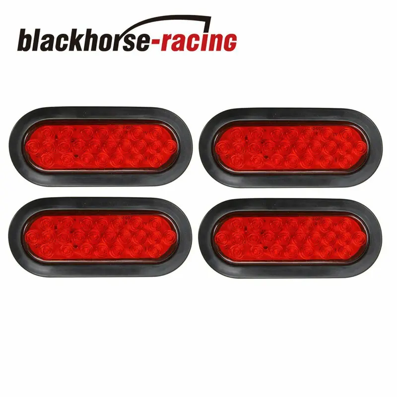 4Pc 6" 24Led Oval Truck Trailer Stop Turn Tail Brake Sealed Lights W/Grommet 1