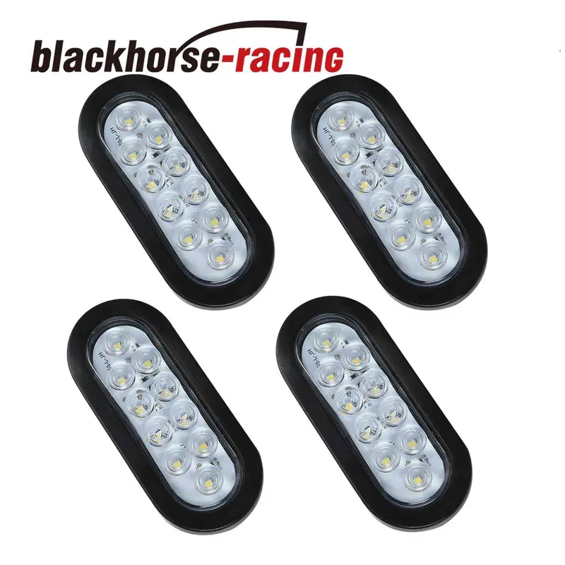 4X 6" Oval White 10 Led Reverse Backup Trailer Truck Light High Low Brightness 1