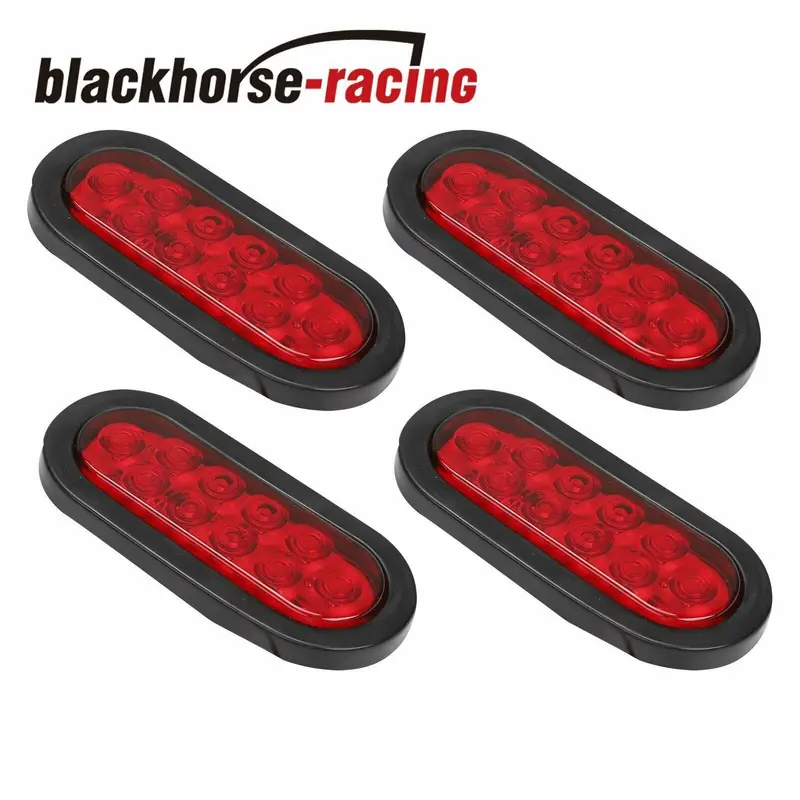 4X Trailer Truck Led Sealed Red 6" Oval Stop/Turn/Tail Light Marine Waterproof 1