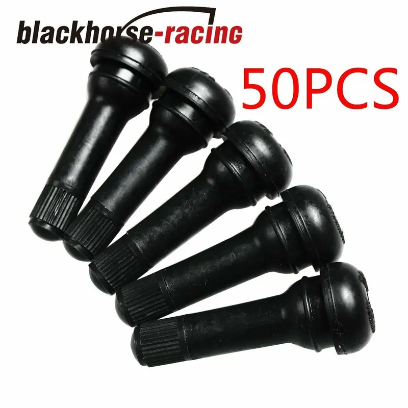 50 Pcs Tr 414 Snap-In Tire Valve Stems Medium Black Rubber New 1