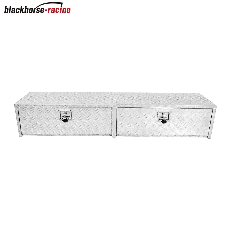 72" Truck Tool Box With Two Lower Drawers,Aluminum Diamond Plate Toolbox 72 X 15 X 13 Inch Chest Box With Lockable T-Handle Latch For Storage And Organization-Silver 1