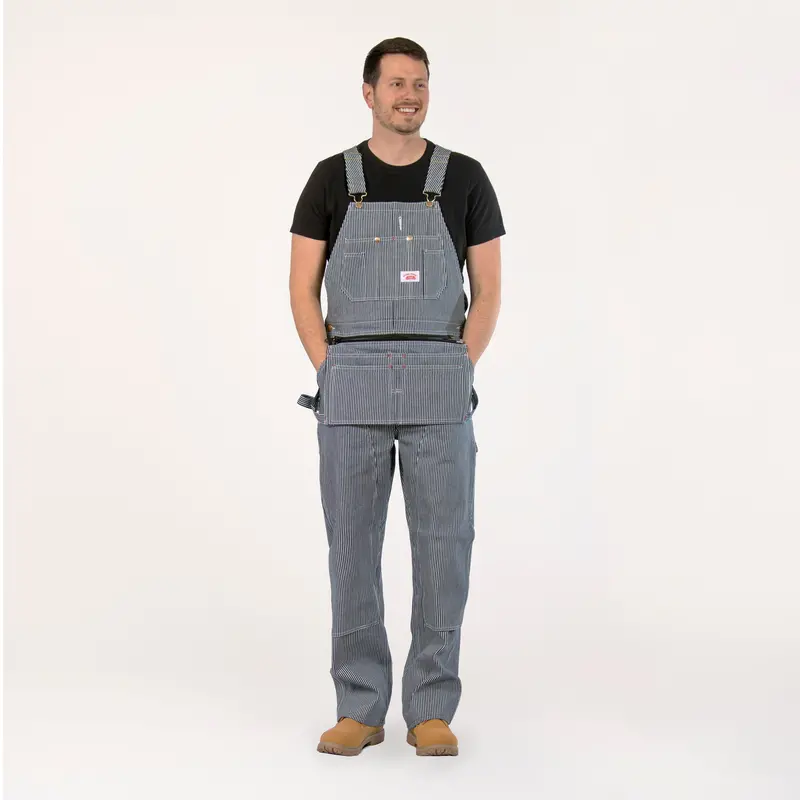 #730 Made In Usa Stripe Carpenter Overall With Zip-Off Pouch 1