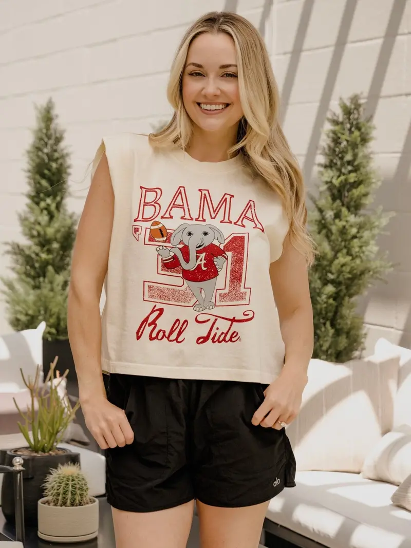 Alabama Crimson Tide Club Mascot Off White Tank 1