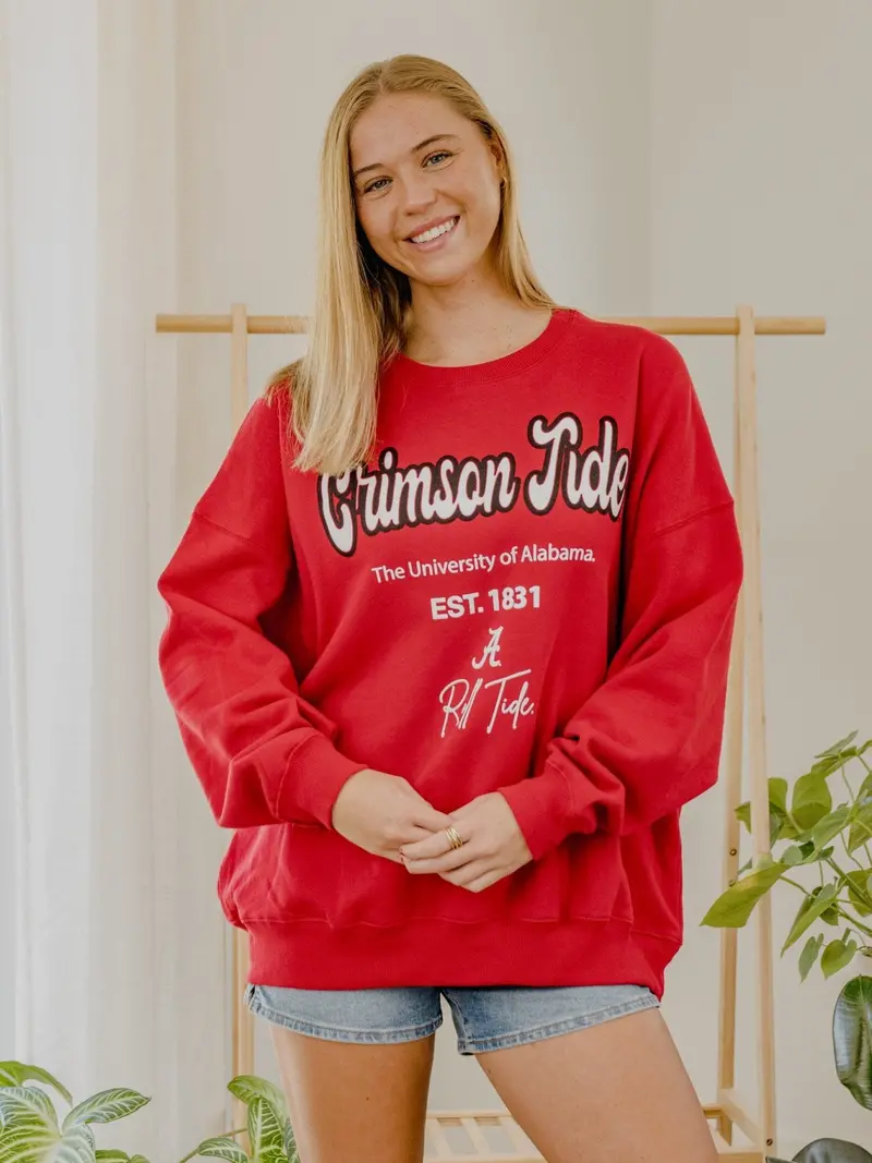Alabama Crimson Tide Letterman Red Chrome Hi Dive Sweatshirt 1