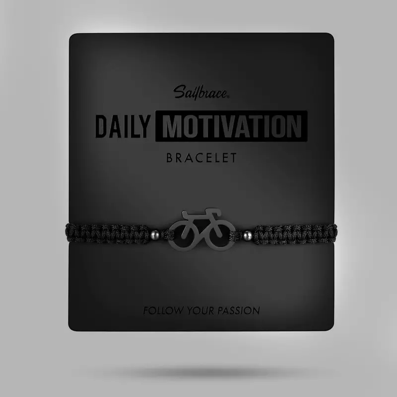 All Black Bike Braided Bracelet 1