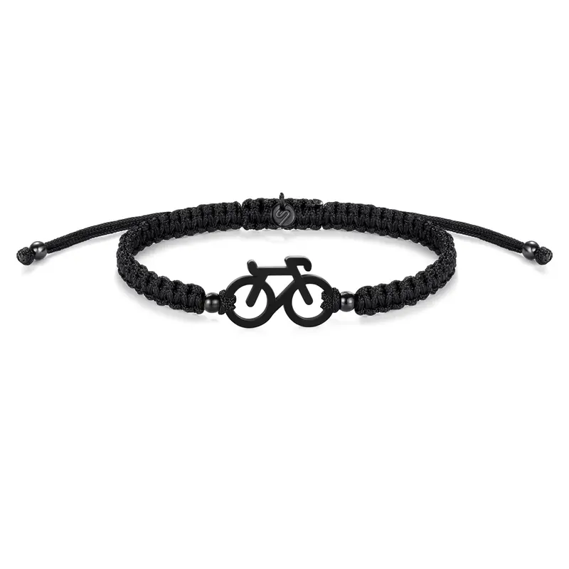 All Black Bike Braided Bracelet 2