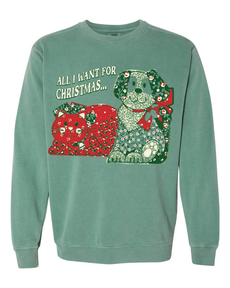 All I Want For Christmas Light Green Sweatshirt 1