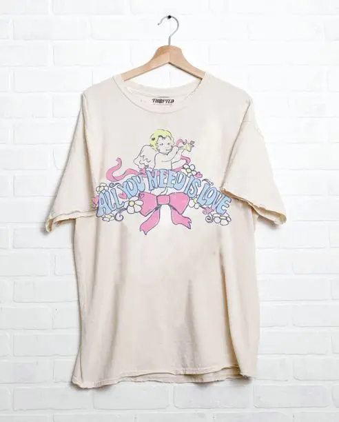 All You Need Is Love Off White Thrifted Tee 1