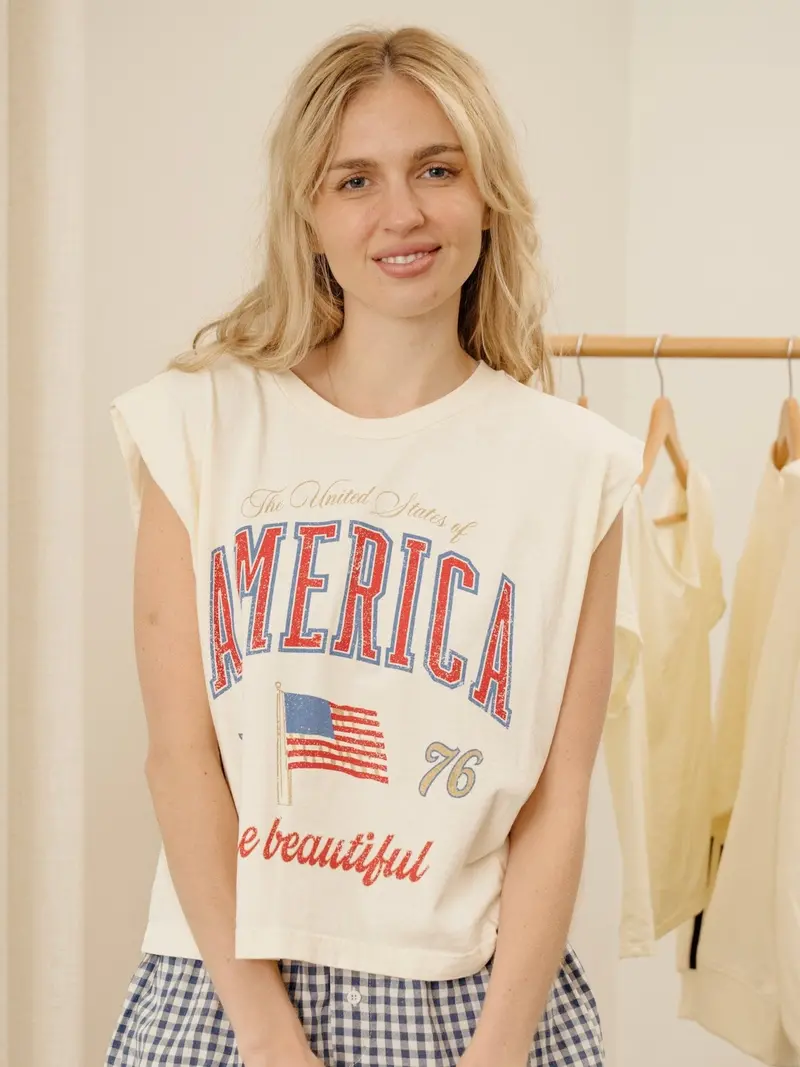 America Wave Arch Off White Tank 1