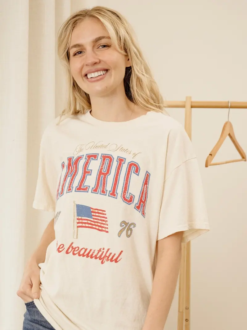 America Wave Arch Off White Thrifted Tee 1