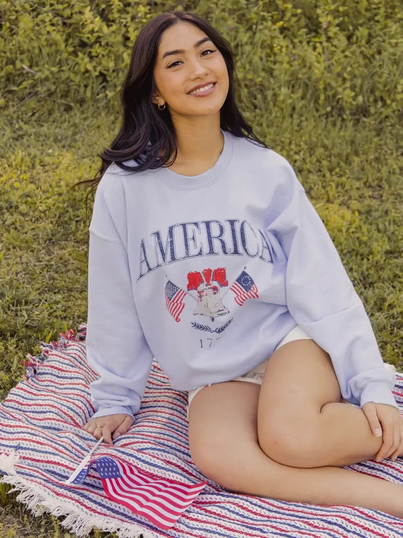 American Bell Light Blue Thrifted Sweatshirt 1