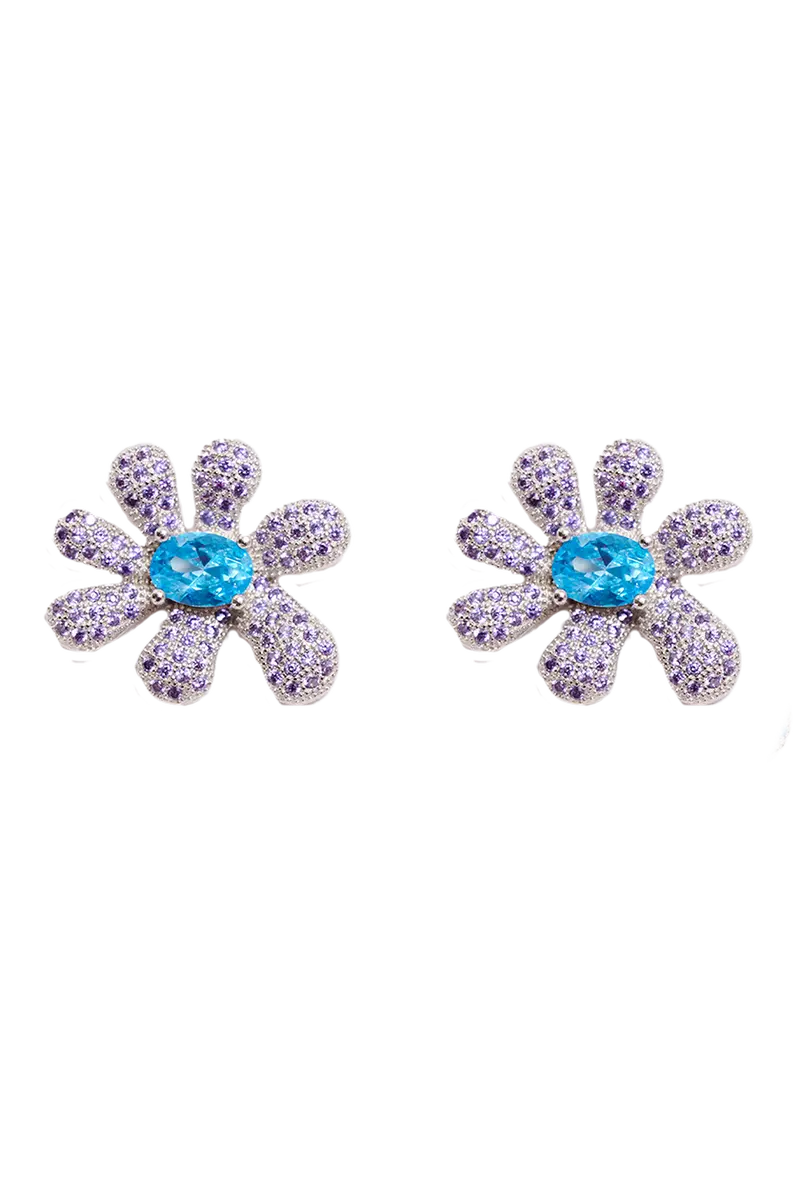 Amethyst Aqua Pave Squashed Blossom Earring 1