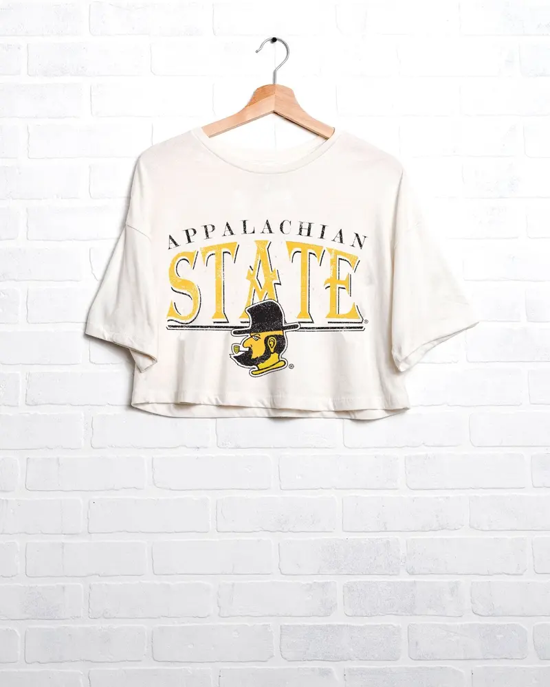 App State 80S White Cropped Tee 1