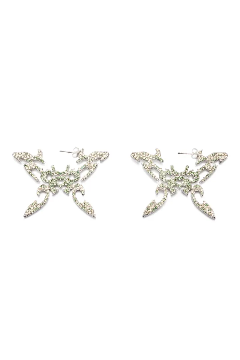 Apple Green Butterfly Tattoo Earrings 1