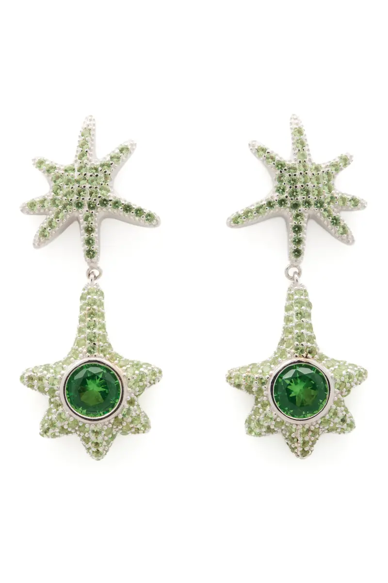 Apple Green Star Drop Earring 1