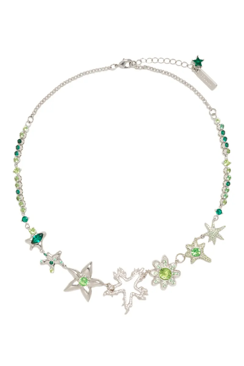 Apple Green Star Flame Constellation Necklace 1