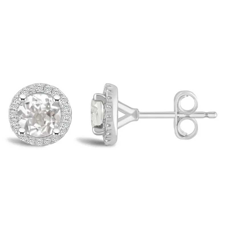 April Aura White Topaz Stud Earrings 1