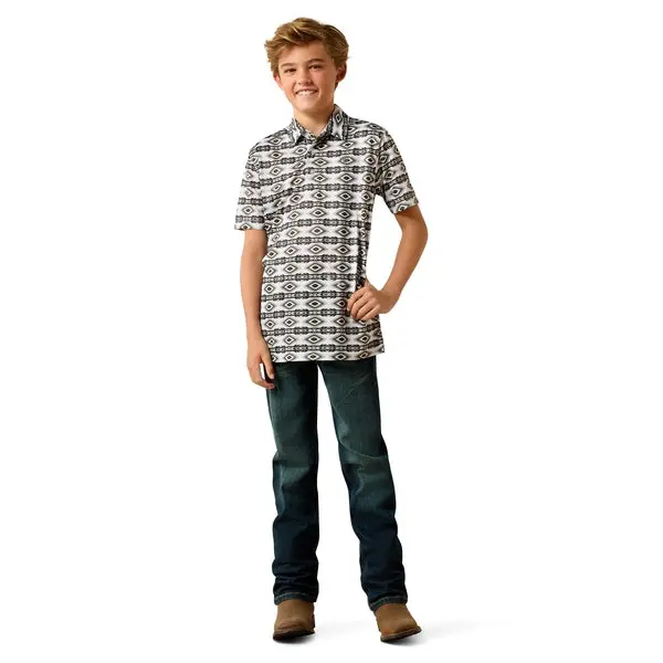 Ariat Boy's All Over Print Short-Sleeve Polo 1