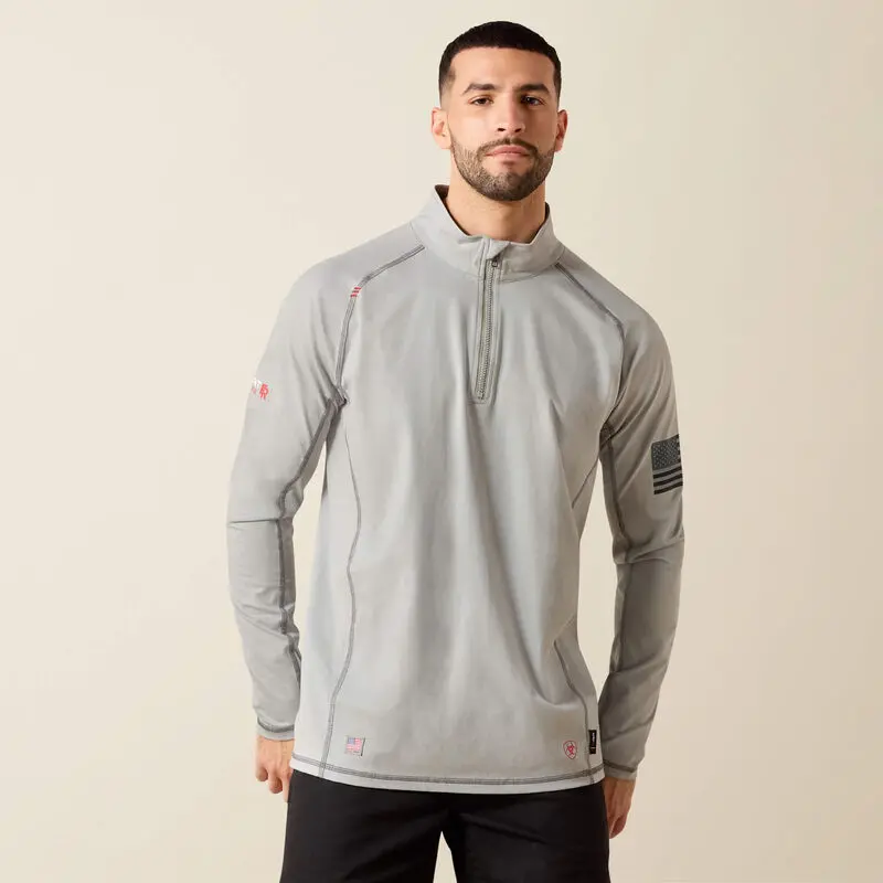 Ariat Men's Fr Combat Stretch Patriot Quarter Zip Work Shirt 1