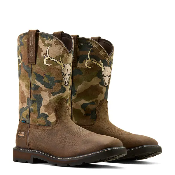 Ariat Men's Groundbreaker Antler Waterproof Wide Square Toe Work Boot 1