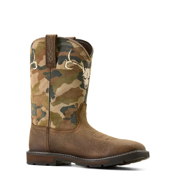 Ariat Men's Groundbreaker Antler Waterproof Wide Square Toe Work Boot 1