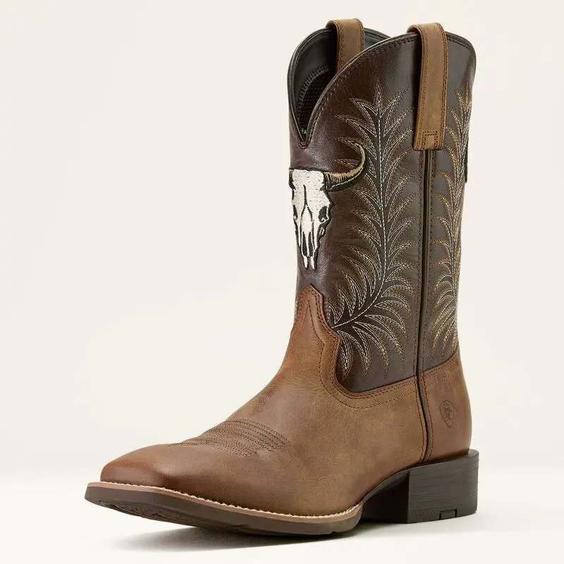 Ariat Men's Sport Steer Skull Wide Square Toe Cowboy Boot 1