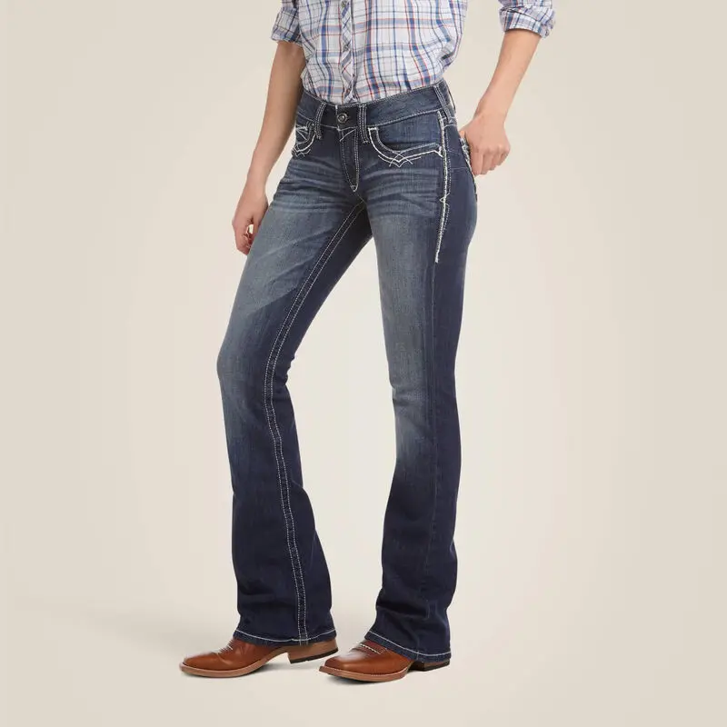 Ariat Women's R.E.A.L. Mid-Rise Stretch Entwined Boot Cut Jeans 1