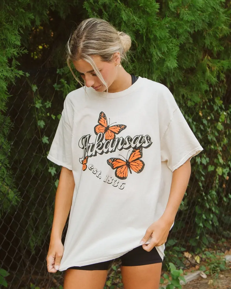 Arkansas Butterfly Off White Thrifted Tee (Final Sale) 1