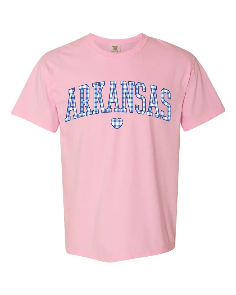 Arkansas Heart Gingham Print Blossom Tee 1