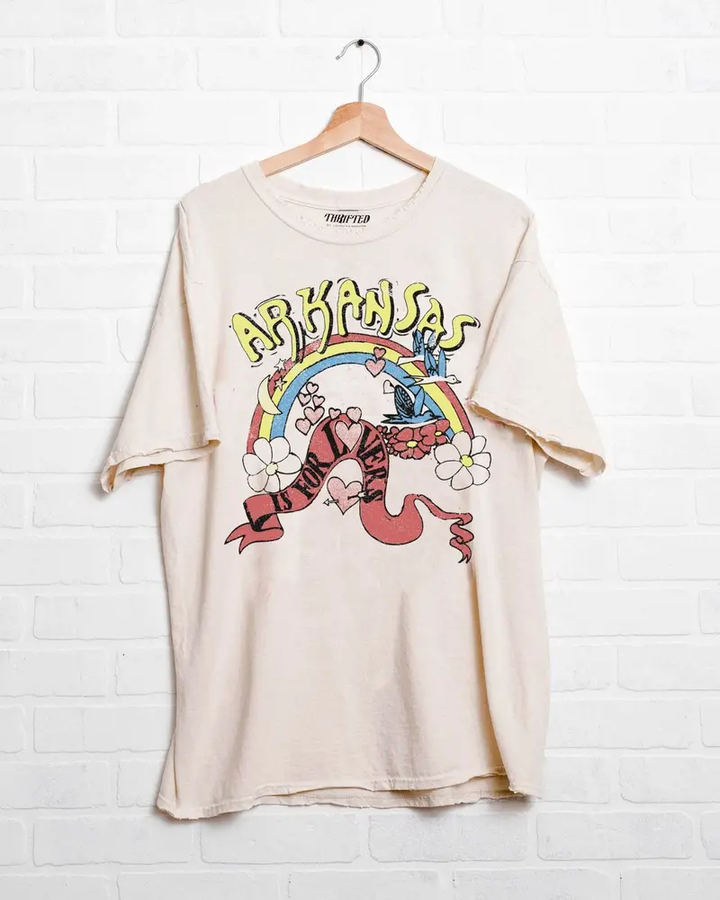 Arkansas Is For Lovers Off White Thrifted Tee 1