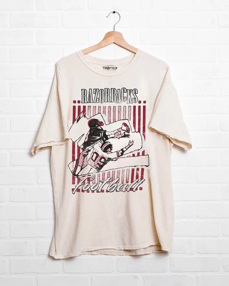 Arkansas Razorbacks Beach Shade Off White Thrifted Tee 1