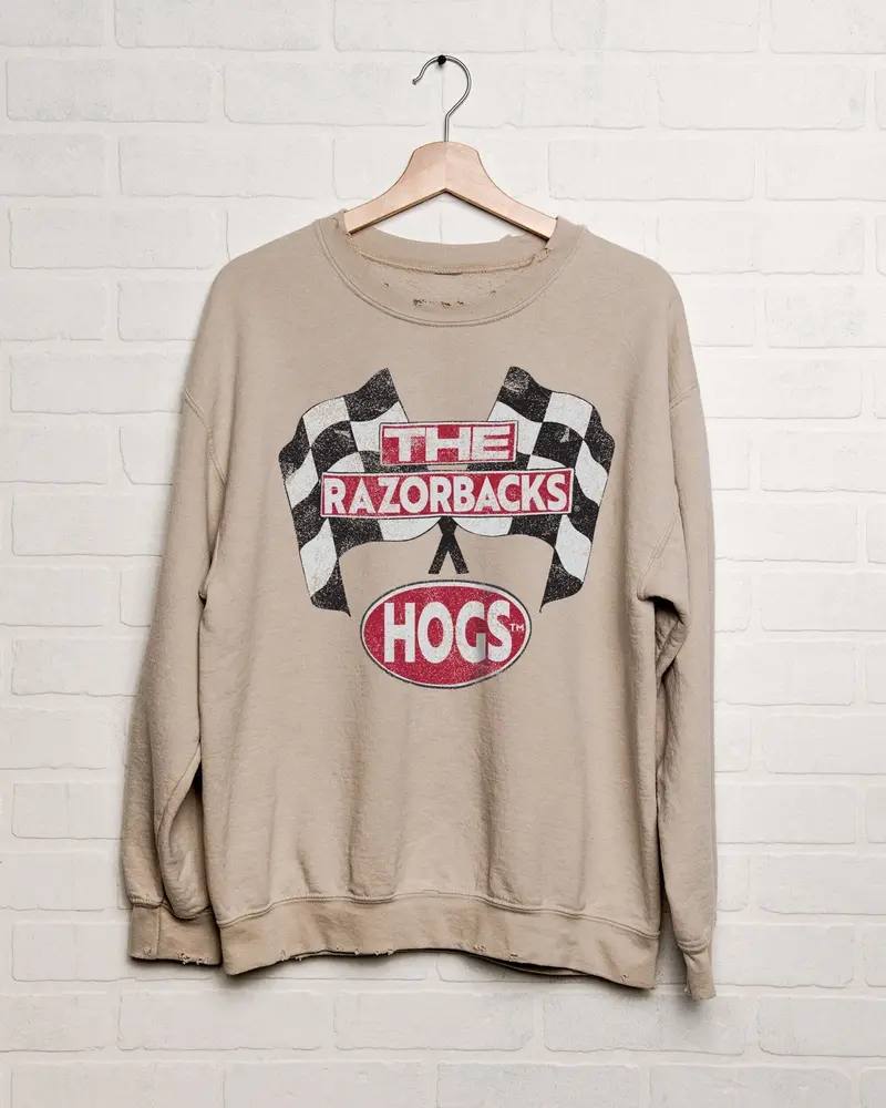 Arkansas Razorbacks Cars Sand Thrifted Sweatshirt 1