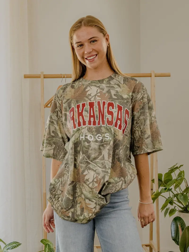 Arkansas Razorbacks Filled Gault Camouflage Tee 1