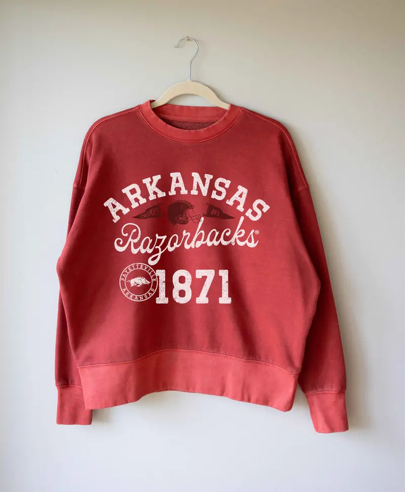 Arkansas Razorbacks Football Icon Red Oversized Crew Hi-Dive Sweatshirt 1