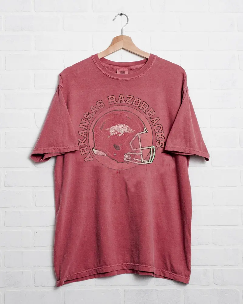 Arkansas Razorbacks Helmet Circle Cardinal Tee 1